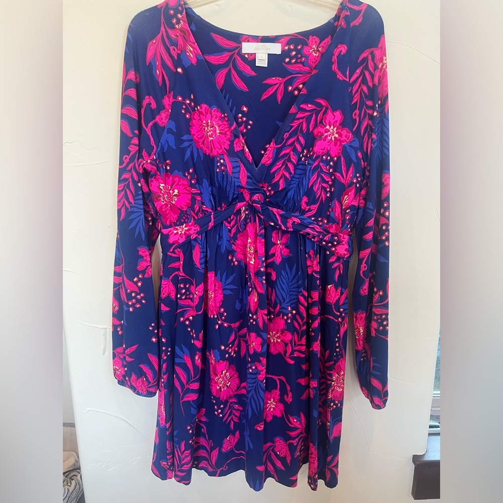 Lilly Pulitzer Pink Floral on Blue Dress